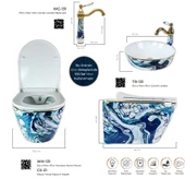 Pure Ebru Mavı Altın Kanalsız Asma Klozet Wh-131+Soft Kapak - 2