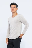 Erkek Regular Fit Düz Renk Bisiklet Yaka Kalın Triko Kazak - 11