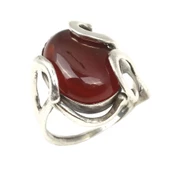 925 Ayar Gümüş Oval Akik Taşlı Yüzük - 1