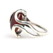 925 Ayar Gümüş Oval Akik Taşlı Yüzük - 6