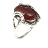 925 Ayar Gümüş Oval Akik Taşlı Yüzük - 5