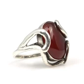 925 Ayar Gümüş Oval Akik Taşlı Yüzük - 2