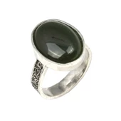 925 Ayar Gümüş Oval Oniks Taşlı Yüzük - 1