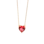 925 Ayar Gümüş Kalp Yakut Taşlı Kolye - 1