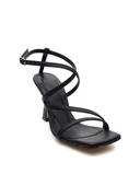 Potinonline Kadın Açık Küt Burun Bantlı Topuklu Ayakkabı - 8