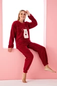 Nisanca Tam Peluş Kışlık Kadın Pijama Takımı- Polar Yılbaşı Pijaması - 9