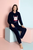 Nisanca Tam Peluş Kışlık Kadın Pijama Takımı- Polar Yılbaşı Pijaması - 6