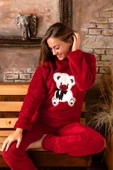 Nisanca Tam Peluş Kışlık Kadın Pijama Takımı- Polar Yılbaşı Pijaması - 12