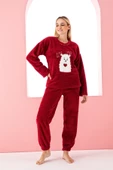 Nisanca Tam Peluş Kışlık Kadın Pijama Takımı- Polar Yılbaşı Pijaması - 8