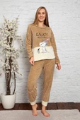 Nisanca Tam Peluş Kışlık Kadın Pijama Takımı- Polar Yılbaşı Pijaması - 5