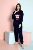 Nisanca Tam Peluş Kışlık Kadın Pijama Takımı- Polar Yılbaşı Pijaması - 7