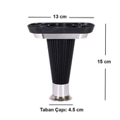 Nitra Mobilya Kanepe Koltuk Ünite Ayağı 15 cm Siyah Krom Baza Ayak (4 ADET) - 3