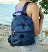 Fiyra s1 Lacivert Renk Krinkıl Kumaş Dört Bölmeli Bayan Sırt Çantası - 3