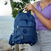 Fiyra s1 Lacivert Renk Krinkıl Kumaş Dört Bölmeli Bayan Sırt Çantası - 2