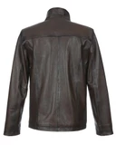 Punto Dikişli Klasik Spor Erkek Deri Mont Fındık Renk - 9