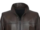 Punto Dikişli Klasik Spor Erkek Deri Mont Fındık Renk - 2