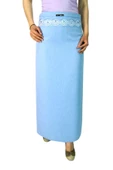 Kadın Mavi Kumaş Uzun Etek ERM158 thumbnail 1