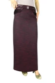 Kadın Bordo Kumaş Uzun Etek ERM157 thumbnail 1