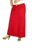Kadın Kırmızı Uzun Etek MNLS87002 thumbnail 4
