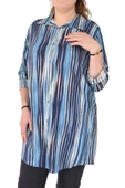 Kadın Mavi Çizğili Kol Kıvırmalı Tunik BGL-ST02105 thumbnail 3