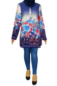 Kadın Lacivert Çiçekli Tunik AKR303 thumbnail 3