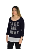 Kadın Boncuk İşli Kayık Yaka Sweat BRG-37415 - 7
