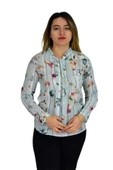 Kadın Yeşil Desenli Bluz BGL-ST00592 thumbnail 3