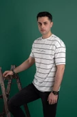 OVERSİZE ÇİZGİLİ SIFIR YAKA ERKEK PENYE T-SHİRT thumbnail 6