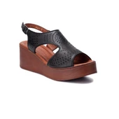 VENÜS 2113604Y DOLGU TOPUK COMFORT DERİ KADIN SANDALET - 2