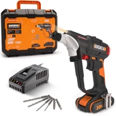 Worx Wx177 20Volt/2.0Ah Li-İon Döner Kafa Ve Çift Mandrenli Profesyonel Kömürsüz Şarjlı Matkap + 6 Parça Uç - 1