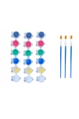 6lı Akrilik Boya Seti + Fırça - 3 Adet - 1