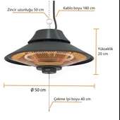 Mirkraft Elirg 2000 Watt infrared Tavan Isıtıcısı elektrikli ısıtıcı - 3