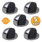 Yarımay Yapışkanlı Kapı Kolu Stoperi Tamponu Stop Metal Durdurucu Tutucu Tutacağı Füme 5 Adet - 1