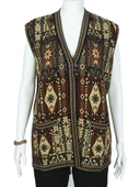Kilim Desenli Üç Düğmeli Kırmızı Renk Kadın Triko Yelek - 5