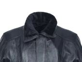 Yakası ve İçi Peluşlu Battal Beden Siyah Renk Erkek Deri Mont - 8