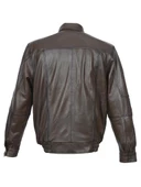 Beli Lastikli Model Battal Beden Fındık Renk Erkek Deri Mont - 5