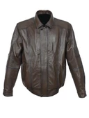 Beli Lastikli Model Battal Beden Fındık Renk Erkek Deri Mont - 1