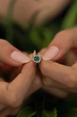 Zümrüt ve Zirkon Taşlı Rose 925 Ayar Gümüş Kaplama İtalyan Bileklik - 3