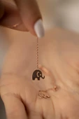 Fil Sallantılı Rose 925 Ayar Gümüş Kaplama İtalyan Küpe - 4
