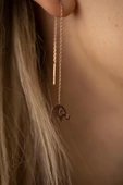 Fil Sallantılı Rose 925 Ayar Gümüş Kaplama İtalyan Küpe - 2