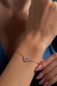 Papatya Model Mineli Rose 925 Ayar Gümüş Kaplama İtalyan Bileklik - 3