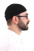Kışlık Kadife Takke Düz Desen - Siyah - 4