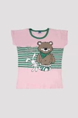 Kız Çocuk Ayıcık Desenli Alt Üst Pijama Takımı - 3