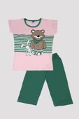 Kız Çocuk Ayıcık Desenli Alt Üst Pijama Takımı - 4