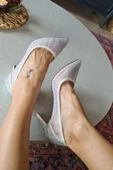 036 4268 Topukla Kadın 8 cm Topuklu Taşlı Abiye Ayakkabı - 5