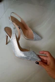 036 4169 Topukla Kadın Arka Açık Taşlı stilletto - 4
