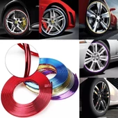 Araç Araba Oto Jant Fitili Metal Görünümlü Lastik Jant Trim Bandı Jant Şeriti 8 Metre - 1