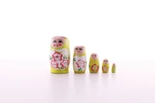 Ahşap Tombul İç İçe Matruşka Bebek Sarı Set 5li Büyük Boy - 4