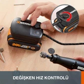 Worx Wx739 Makerx 20Volt 2.0Ah. Kömürsüz Profesyonel Kalem Tipi Devir Ayarlı Gravür Seti + 34 Parça Aksesuar - 11