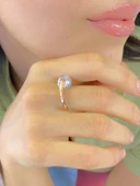 925 Gümüş Özel Tasarım Dönen Zirkon Otantik El Üretimi Yüzük thumbnail 4